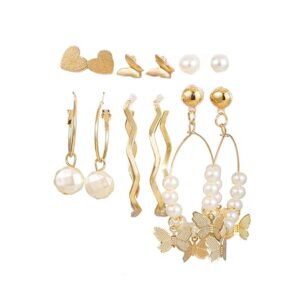 YouBella Jewellery Gifts Stylish Latest Western Ear rings Gold Plated Combo of Studs and Hoops Earrings Set for Girls and Women (Style 7)