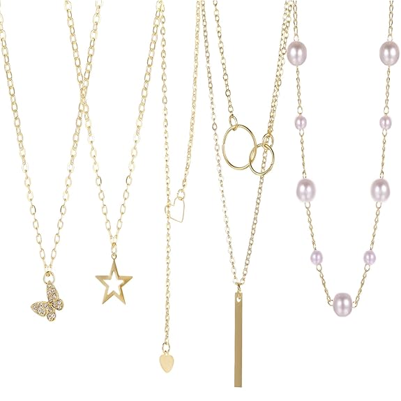 Shining Diva Fashion 5-7 Pcs Combo Latest Stylish Western Necklace Set for Women Pendant Necklace Gifts for Girls