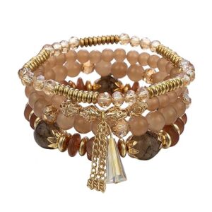 Shining Diva Fashion Latest Stylish Bohemian Stackable Multilayer Crystal Charm Beaded Bracelet for Women Girls