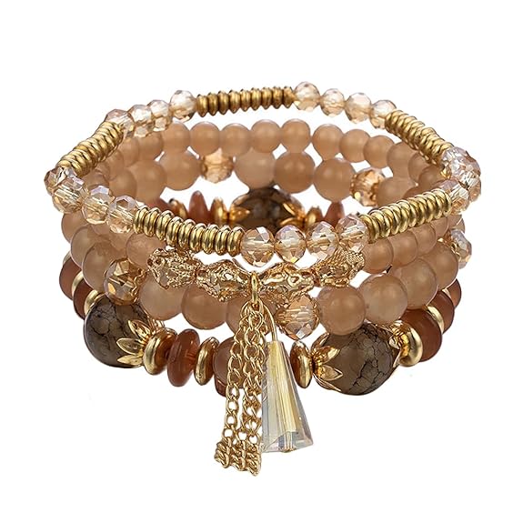 Shining Diva Fashion Latest Stylish Bohemian Stackable Multilayer Crystal Charm Beaded Bracelet for Women Girls